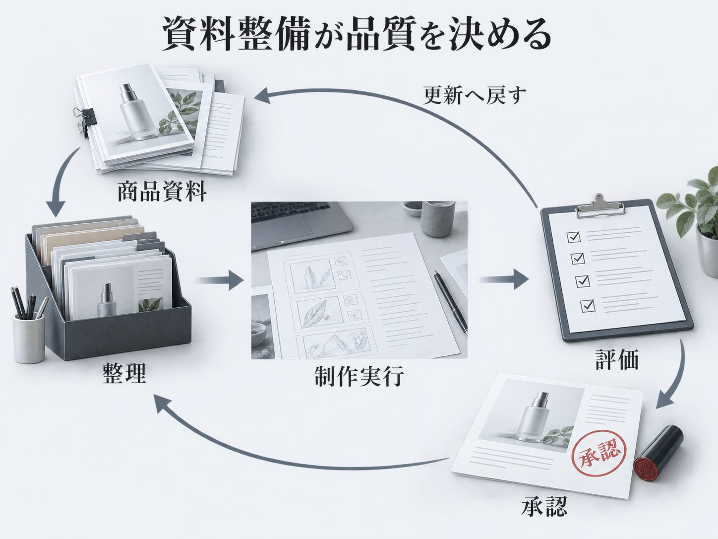 資料整備と承認が出力品質を決める