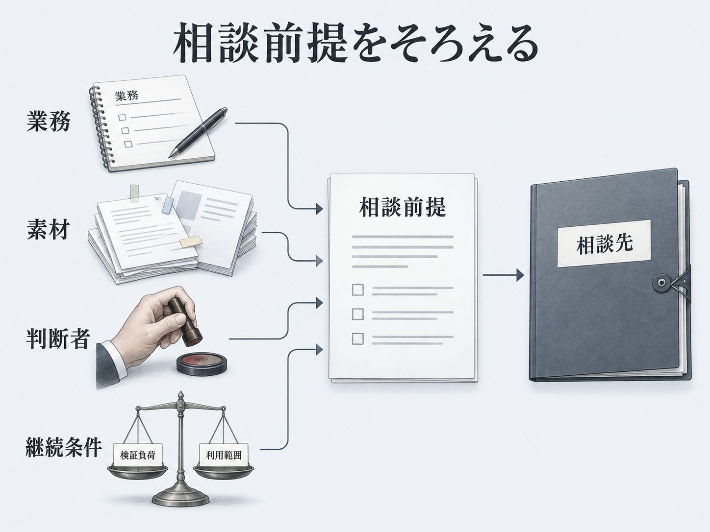 会社比較の前に業務と素材と判断者をそろえる