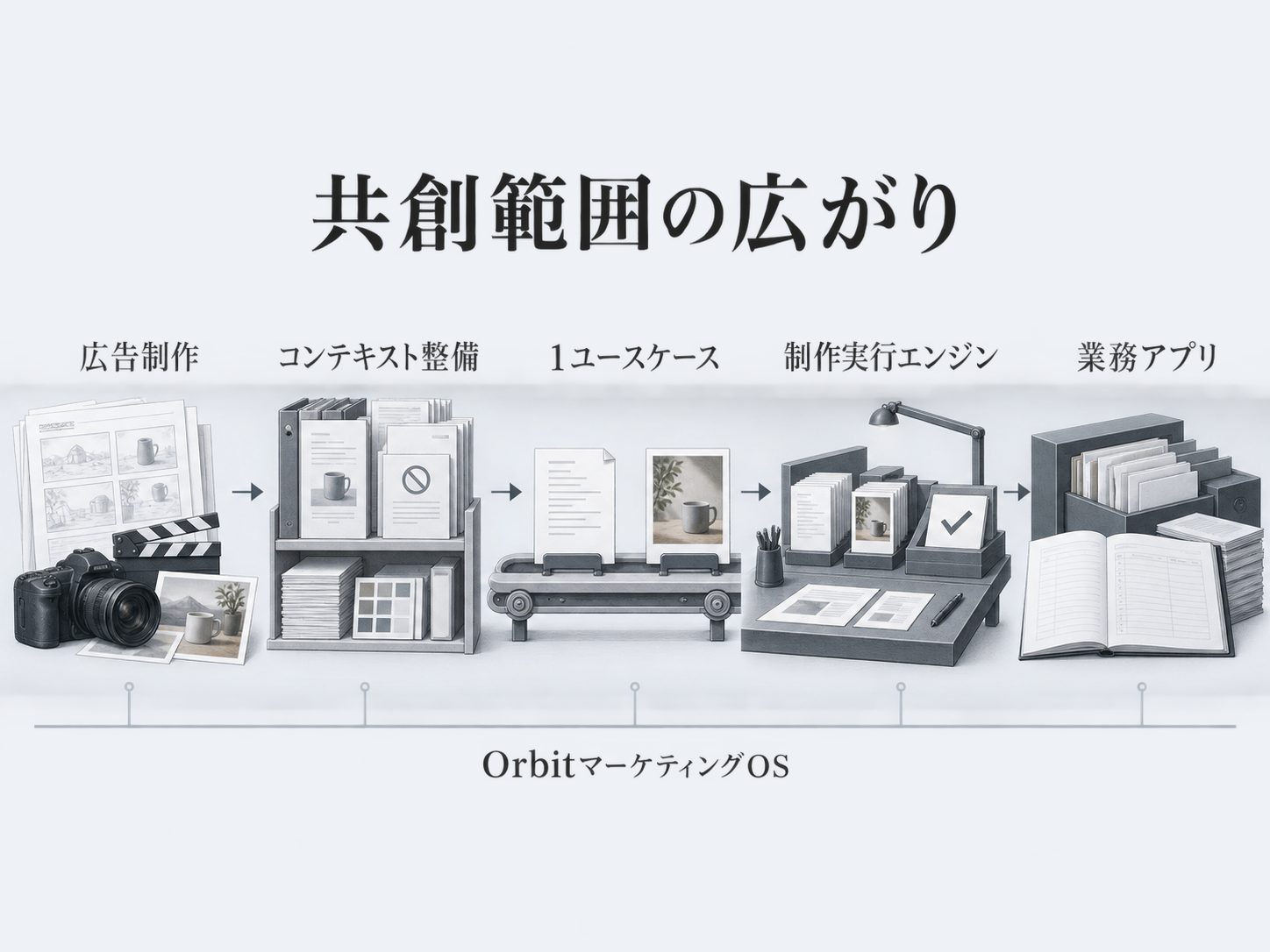 広告制作を起点に共創範囲を広げる図