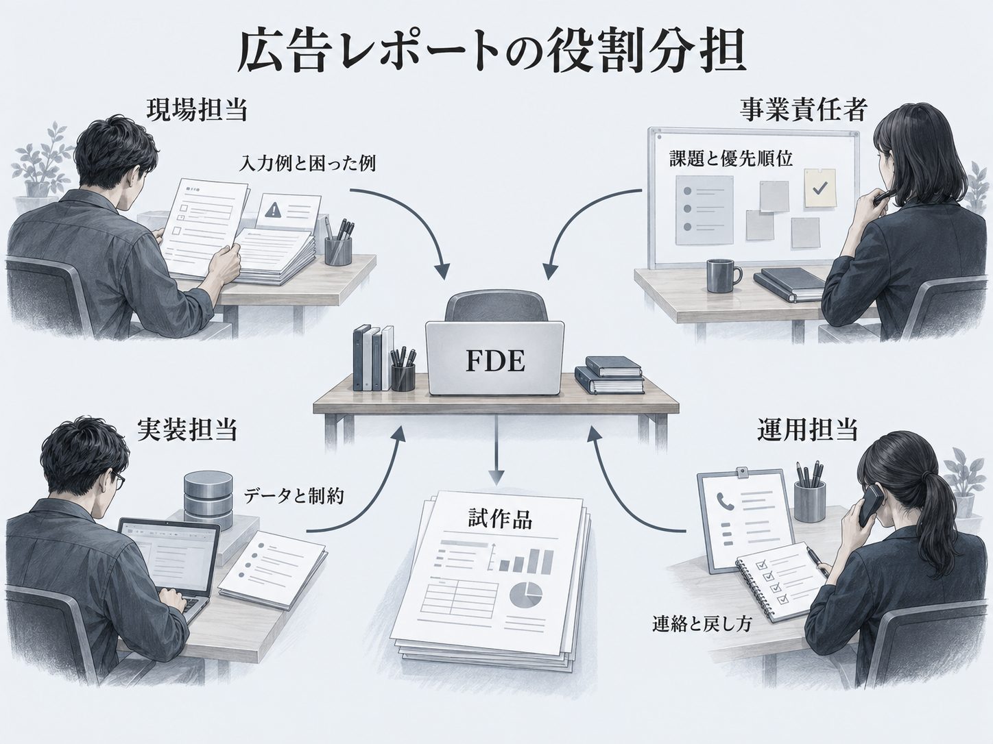 広告レポートでは役割ごとに渡す材料と決めることが分かれる